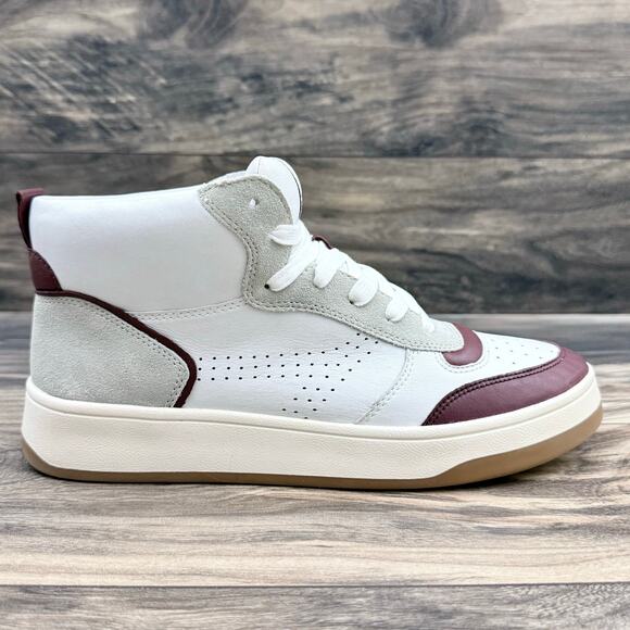 NIB Steve Madden Calypso 9M Leather High Top Sneakers Burgundy - Picture 4 of 11